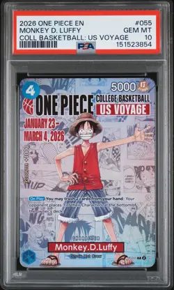 2026 ONE PIECE PROMOS ONE PIECE COLLEGE BK: US VOYAGE MONKEY D. LUFFY PSA 10 - Image 1