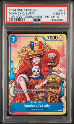 2024 One Piece EN Monkey D. Luffy 2nd Anniversary Tournament Promo #P-043 PSA 10 - Image 3