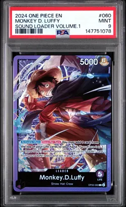2024 ONE PIECE PROMOS SOUND LOADER VOLUME.1 #060 MONKEY D. LUFFY PSA 9 - Image 1