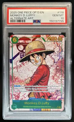 2025 One Piece Carrying On His Will Monkey D Luffy Alt Art #OP13-118 PSA 10 - Image 1