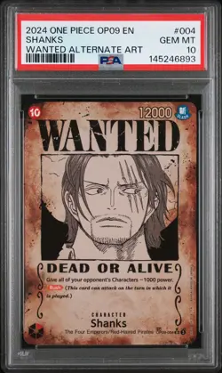 2024 ONE PIECE OP09-EMPERORS IN THE NEW WORLD WANTED ALTERNATE ART SHANKS PSA 10 - Image 1