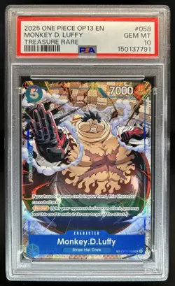 2025 One Piece Monkey D. Luffy Treasure Rare #OP11-058 PSA 10 GEM MINT - Image 1