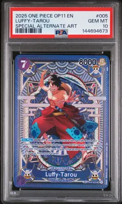 2025 One Piece OP11 En Luffy Tarou Special Alternate Art #005 PSA 10 Gem - Image 1