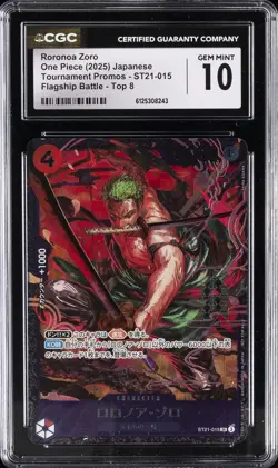 2025 ONE PIECE JPN FLAGSHIP BATTLE TOP 8 #ST21-015 RORONOA ZORO CGC 10 GEM MINT - Image 1