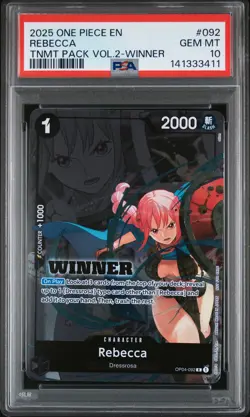 2025 ONE PIECE TOURNAMENT PACK VOL.2 WINNER #092 REBECCA PSA 10 - Image 1