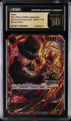 2025 ONE PIECE JPN 3RD ANV SET SECRET RARE #OP07-118 SABO CGC 10 PRISTINE - Image 1