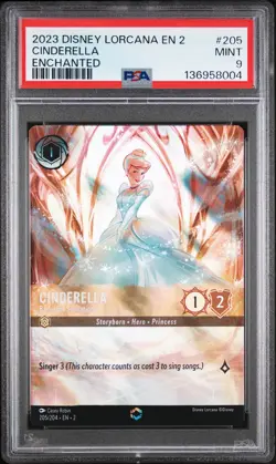 2023 DISNEY LORCANA ENCHANTED #205 CINDERELLA - BALLROOM SENSATION PSA 9 - Image 1