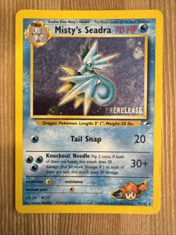 Misty's Seadra - 9/132 - 2000 Holo Rare Gym Heroes PRERELEASE Pokemon Card LP/MP - Image 1