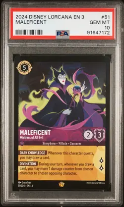 MALEFICENT Mistress of All Evil Legendary 51 INTO INKLANDS Disney Lorcana PSA 10 - Image 1