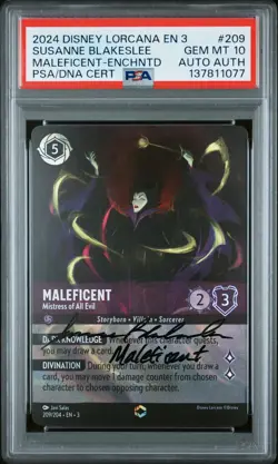 2024 DISNEY LORCANA ENCHANTED MALEFICENT SUSANNE BLAKESLEE PSA 10 AUTO AUTHENTIC - Image 1
