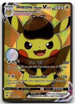 Pokemon Detective Pikachu VCOS Full Art Holo Cosmax Card 012/055 English 999 HP - Image 1