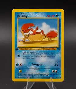 Krabby Pokemon Card 1st Edition Fossil Set 51/62 Common TCG 1999 WOTC - Image 1