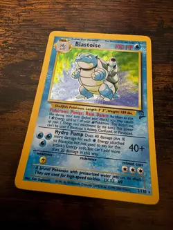 Pokemon Blastoise 2nd Edition SWIRL Holographic, Near Mint, Card 2/130, 2000 set - Image 1