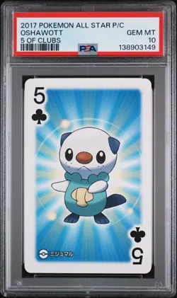 2017 POKEMON AS PLAYING CARDS 5 OF CLUBS OSHAWOTT PSA 10 - Image 1