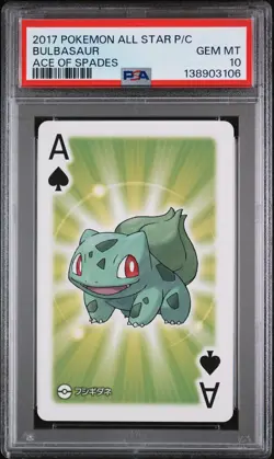 2017 POKEMON AS PLAYING CARDS ACE OF SPADES BULBASAUR PSA 10 - Image 1