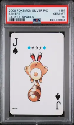 2000 POKEMON SILVER VERSION PLAYING CARDS JACK OF SPADES #161 SENTRET PSA 10 - Image 1