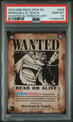 Marshall D. Teach Wanted Poster #093 One Piece Card Game PSA 10 - Image 1