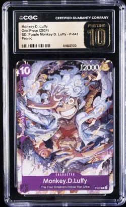 2024 ONE PIECE CARD GAME PROMO #P-041 MONKEY D. LUFFY CGC 10 PRISTINE - Image 1