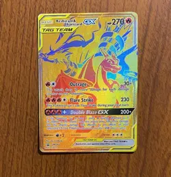 Reshiram & Charizard GX SM247 Pokemon TCG Promo Card Full Art Gold Black Star - Image 1