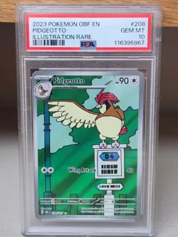 2023 POKEMON OBF EN-OBSIDIAN FLAMES ILLUSTRATION RARE #208 PIDGEOTTO PSA 10 - Image 1