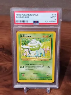 1999 POKEMON BASE SET UNLIMITED #44 BULBASAUR PSA 9 MINT - Image 1