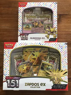 Pokemon TCG Scarlet and Violet 151 Zapdos ex & Alakazam ex Collection - 2 Boxes - Image 1