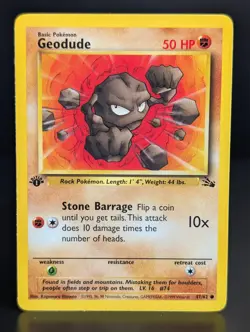 GEODUDE 47/62 1999 FOSSIL SET POKEMON CARD 1st EDITION - Image 1