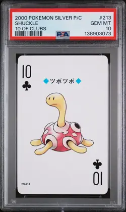 2000 POKEMON SILVER VERSION PLAYING CARDS 10 OF CLUBS #213 SHUCKLE PSA 10 - Image 1