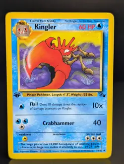 KINGLER 38/62 1999 FOSSIL SET POKEMON CARD 1st EDITION - Image 1
