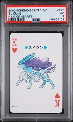 2000 POKEMON SILVER VERSION PLAYING CARDS KING OF HEARTS #245 SUICUNE PSA 7 - Image 1