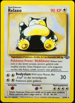 Pokemon TCG Relaxo JU 27/64 Rare Dschungel [NM-MINT] Snorlax Jungle 1999 German - Image 1