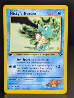 MISTY'S HORSEA 87/132 1999 GYM CHALLENGE SET POKEMON CARD 1st EDITION - Image 1