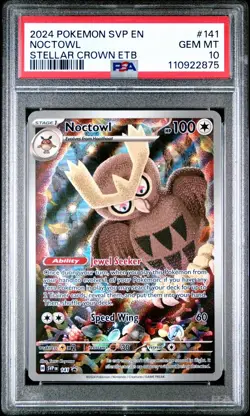PSA 10 Noctowl ETB PromoStellar Crown 2024 Pokemon Card #141 - Image 1