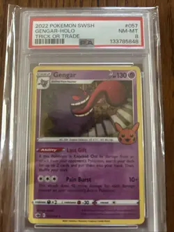 2022 Pokemon SWSH Gengar Holo Trick or Trade Card PSA 8 #57 - Image 1