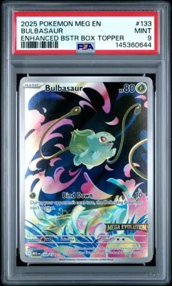 Pokemon Mega Evolutions Bulbasaur 133/132 Enhanced Topper Promo Stamped PSA 9 - Image 1