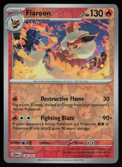 FLAREON 136/165 RARE 151 POKEMON REVERSE HOLO NM/M - Image 1