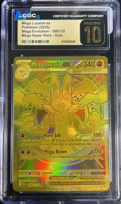 Pokemon Mega Lucario Ex Mega Evolution Hyper Rare Holo #188 CGC 10 Pristine - Image 1