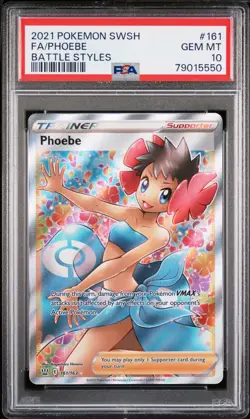 2021 POKEMON SWORD & SHIELD BATTLE STYLES #161 FULL ART/PHOEBE PSA 10 - Image 1