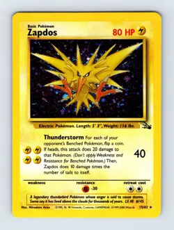 Zapdos (15) - Fossil 15/62 - Holo Rare - NM - Pokemon - Image 1