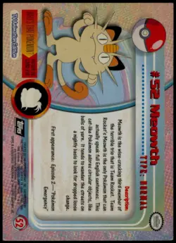 Pokemon TCG Pokemon Meowth Meowth Pokemon 1999 Topps TV - Image 2