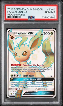2019 Pokemon Hidden Fates Leafeon Gx #SV46 GEM MT PSA 10 Shiny Vault - Image 1