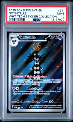 2025 Pokemon SVP En Gothitelle WHT Tech Sticker Collection Black Star #211 PSA 9 - Image 1