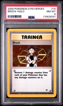 2000 POKEMON GYM HEROES #15 BROCK-HOLO PSA 8 - Image 1