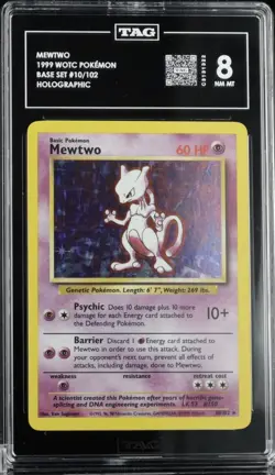 Pokemon TCG Mewtwo 😈 Base Set Holo Unlimited Rare TAG 8 - Image 1