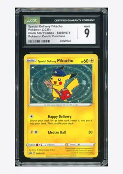 Pokemon CGC 9 Special Delivery Pikachu Promo 2020 SWSH074 P.C. Purchase English - Image 1
