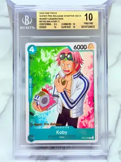 2022 One Piece KOBY BGS 10 PRISTINE SUPER PRE RELEASE ST02-006 WORST GENERATION - Image 1