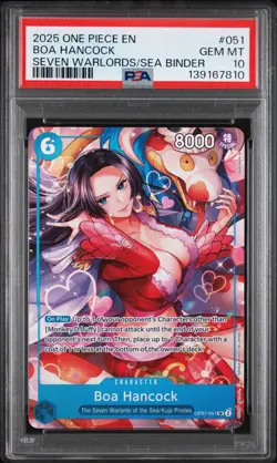 2025 One Piece Boa Hancock Seven Warlords of the Sea SR OP07-051 PSA 10 - Image 1