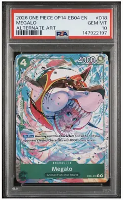 PSA 10 Megalo Alternate Art EB04-018 Azure Sea’s Seven One Piece English - Image 1