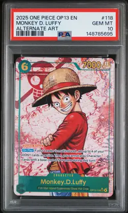 Monkey D. Luffy 2025 One Piece Carrying His Will OP13-118 Alternative Art PSA 10 - Image 1