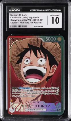 2025 ONE PIECE JPN ALTERNATE ART #OP13-001 MONKEY D. LUFFY CGC 10 GEM MINT - Image 1